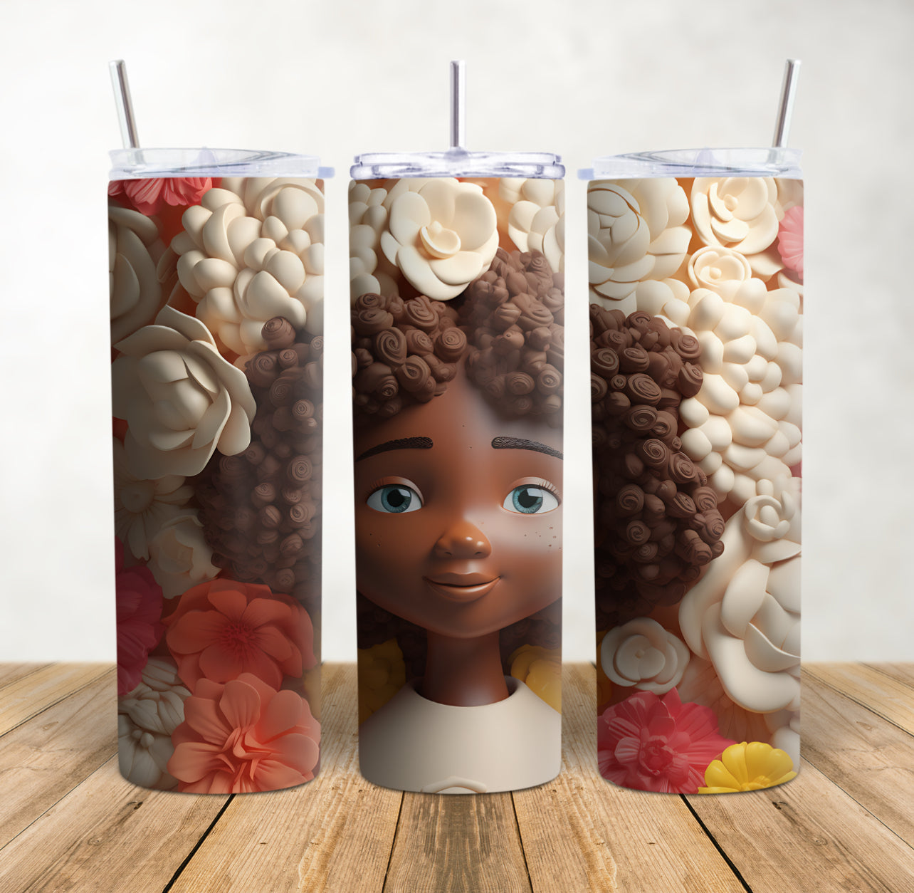 3D Flower Girl Tumbler