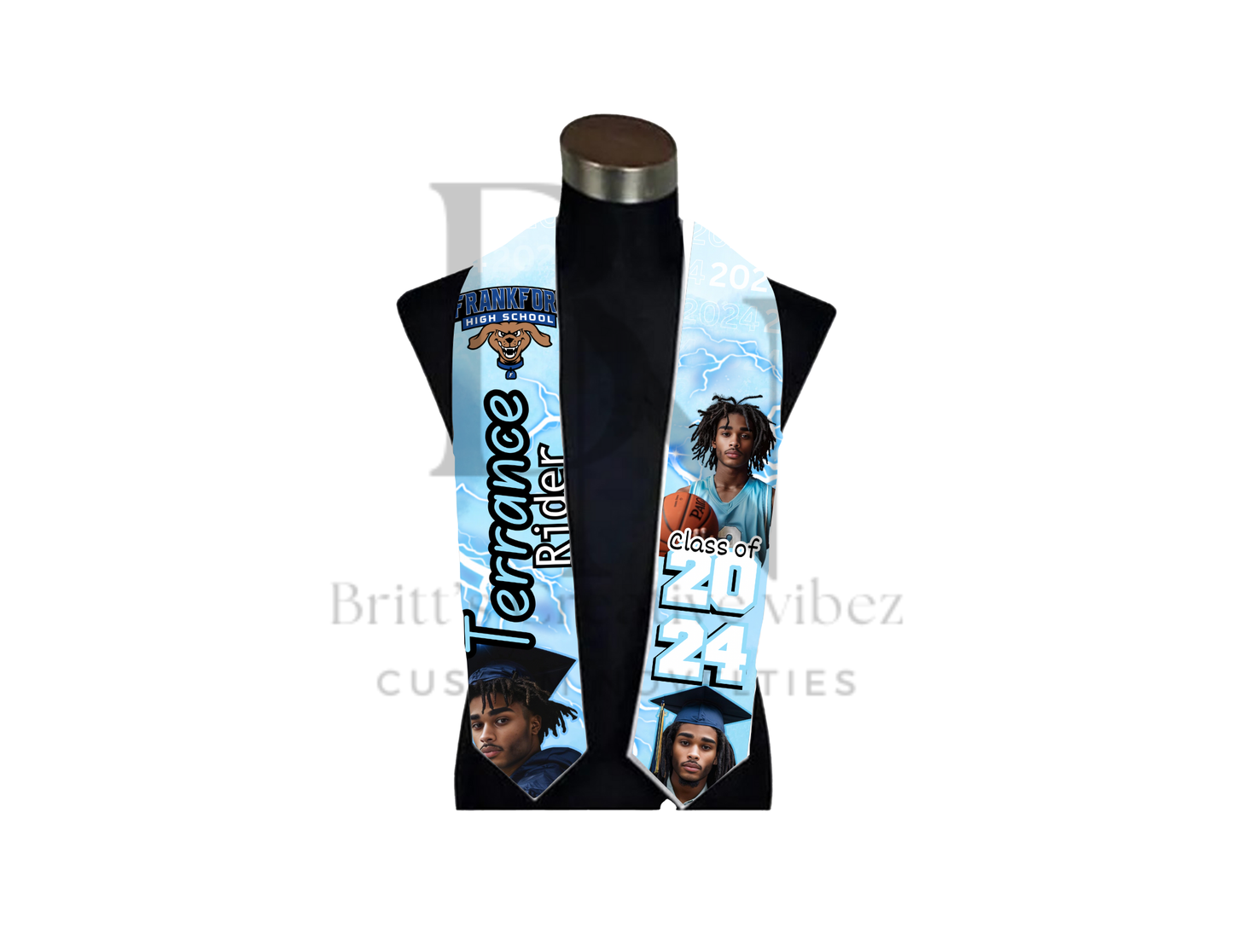 Custom Graduation Stole with photos, Your School Colors Personalized Stole, Personalized Text Grad Stole Sash, Gift for Graduate, Class of 20xx