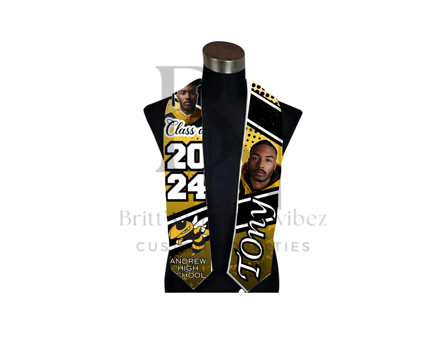 Custom Graduation Stole with photos, Your School Colors Personalized Stole, Personalized Text Grad Stole Sash, Gift for Graduate, Class of 20xx